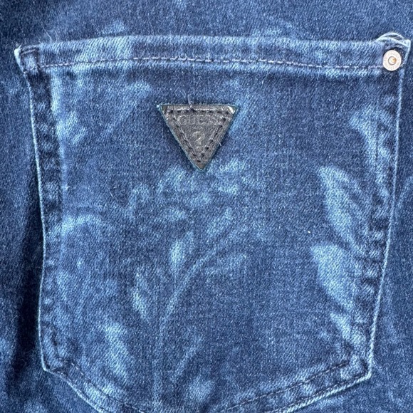Guess Women High Rise Flare Jeans Floral Pattern Blue Denim Bootcut Leg Sz 30 - Picture 5 of 14